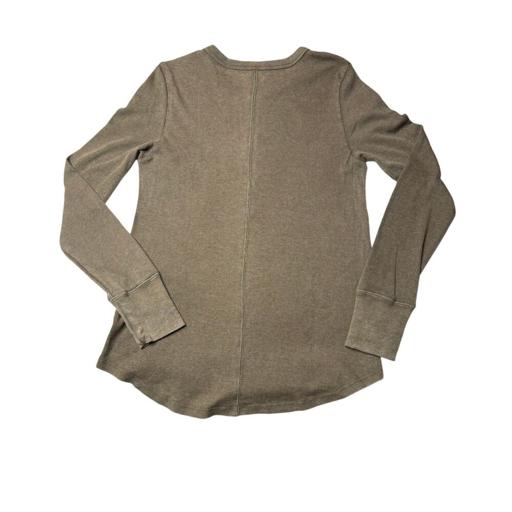 Aerie Brown Ribbed Henley Long Sleeve Layering Top Size Medium - Picture 5 of 9